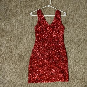 Red sequin mini dress